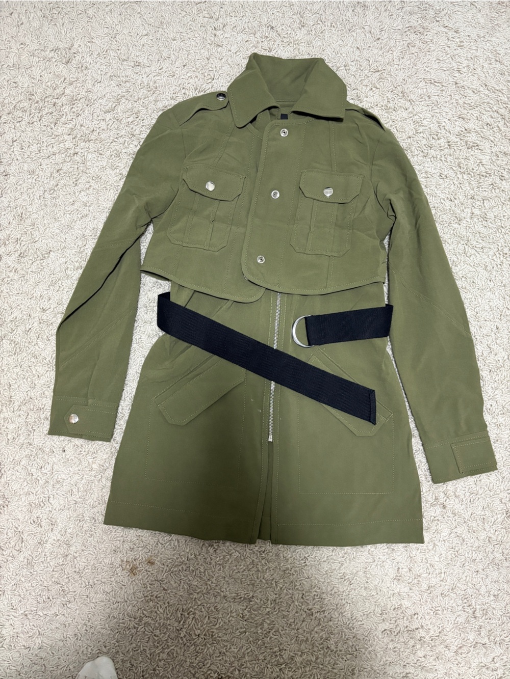 Guess Olive Green Military-Inspired Bomber Coat